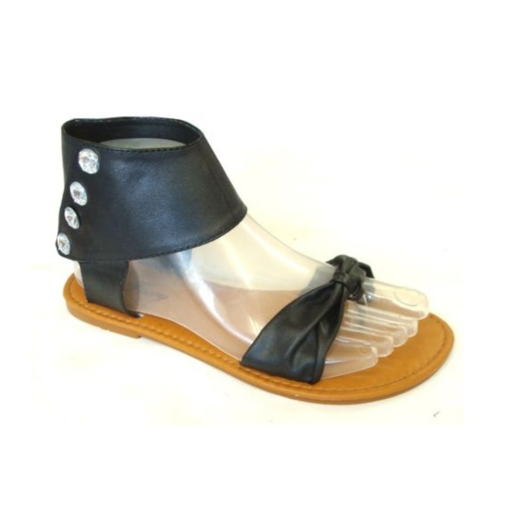 Girls' Ankle Strap Gladiator Flat Sandals 3132 -‎ Black